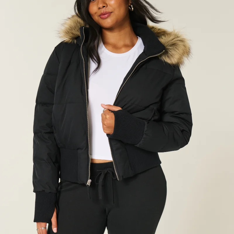 Elegantní dámská bavlněná bunda s kožešinovým límcem a kapucí, pevný zip, úzká kapsa v pase, teplý tlustý kabát, zimní podzim 2025, dámské svrchní oblečení - náhled 5