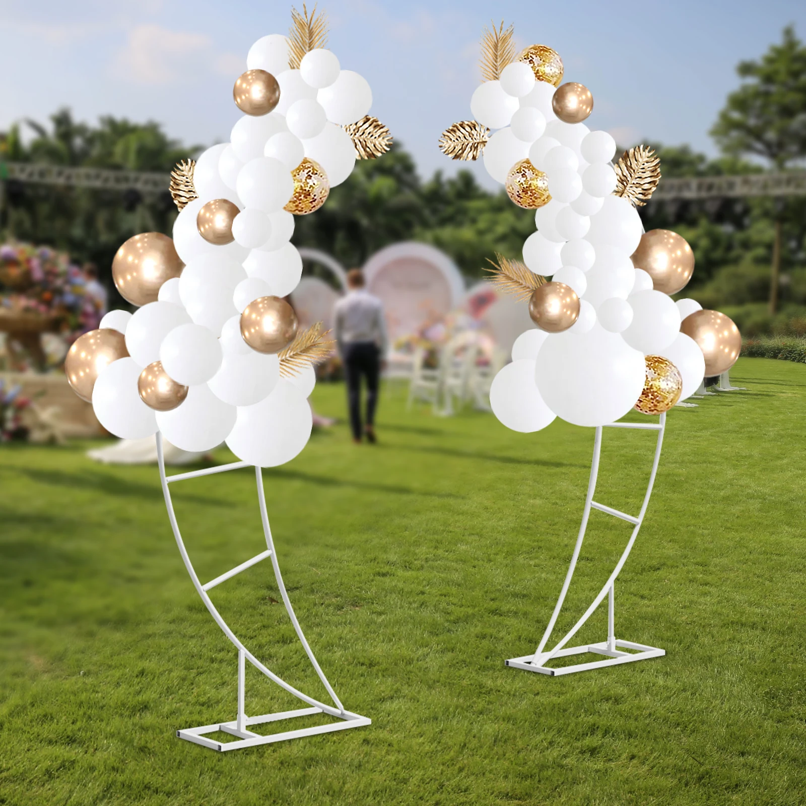 

2 PCS Crescent Wedding Arch Frame Party Framework Floral Rack Arch 79" Moon Arch Wedding Party