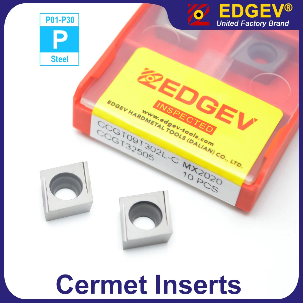 

EDGEV 100% Original cermet inserts CCGT060202 CCGT060204 CCGT09T302 CCGT09T304 R/L-C lathe cnc blades for finishing steel