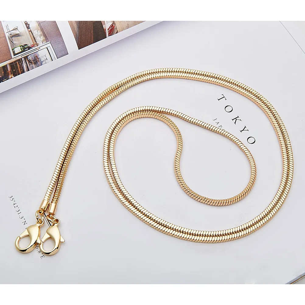 

Золотистая металлическая медная тонкая цепочка-змейка для сумок, клатчей, сумок через плечо, мессенджеров, кошельков, для вечеринок, свадеб, путешествий