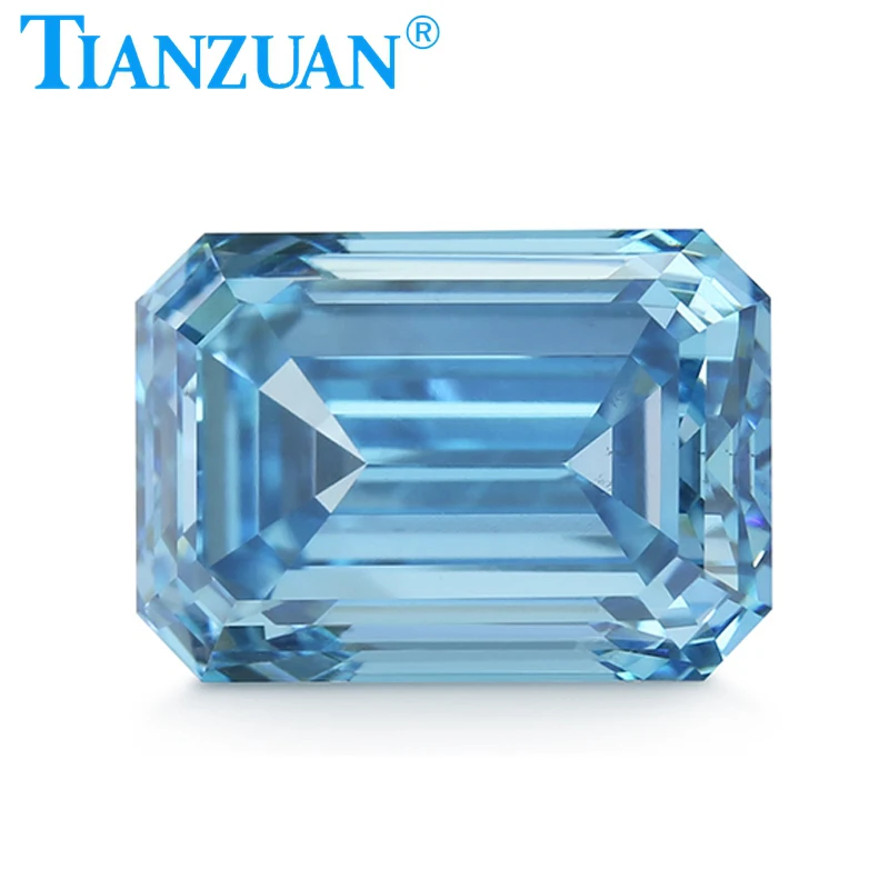 2.03CT VS2 Lab Grown Diamond CVD Emerald Cut Fancy Vivid Blue Color 3EX Loose Gemstone Bead with GEMID Certified