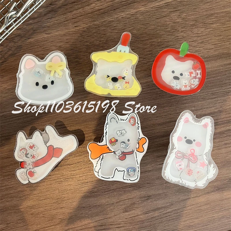 

Korean Cute Puppy Quicksand Phone Griptok Bracket For iPhone Samsung Universal Phone Accessories Phone Holder Grip Tok Stand