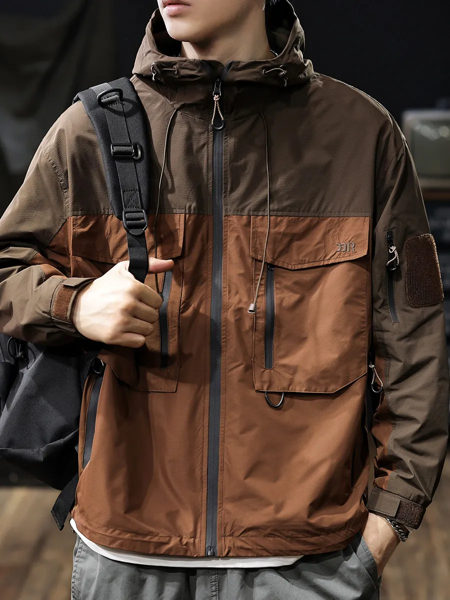 American retro waterproof jacket men's 2026 autumn new outdoor commuter tooling jacket warm cotton clothes