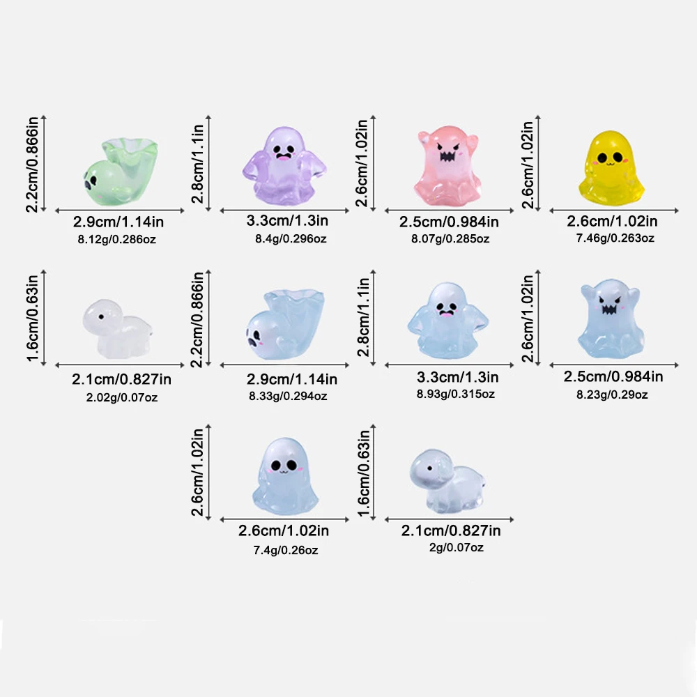 10Pcs Glowing Ghosts Micro Landscape Home Garden Decor For Halloween Resin Decorations Glow At Night Ghost Elf Ornament