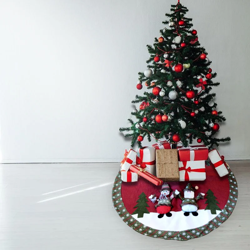 New Handmade Elegant Christmas Tree Skirt Creativity Cartoon Dolls Pattern Restaurant Festive Atmosphere Cute Home Decoration