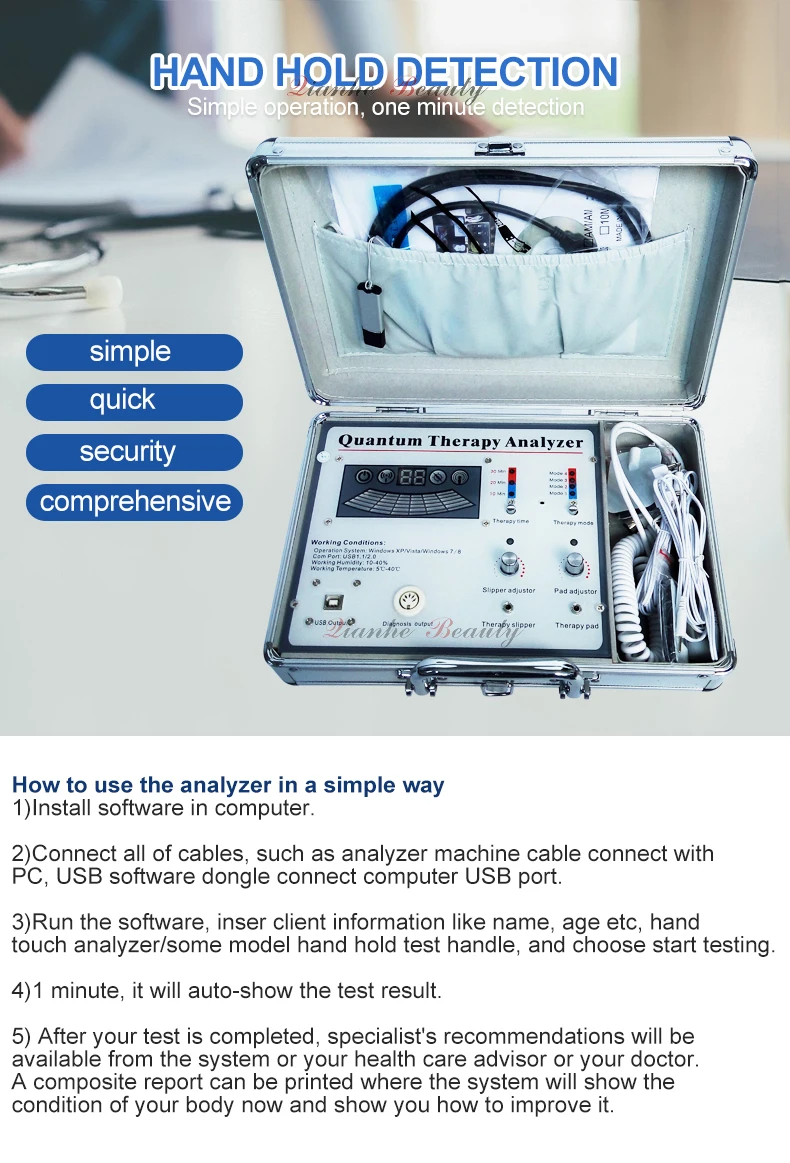 Quantum Therapy Magnetic Resonance Analyzer with TENS slipper and Massage pads for body health