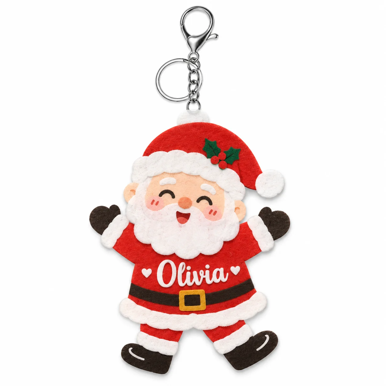 1PC Christmas Santa Plush Keychain Personalized Name Custom Holiday Bag Charm Soft Doll Key Ring Christmas Gift for Kids