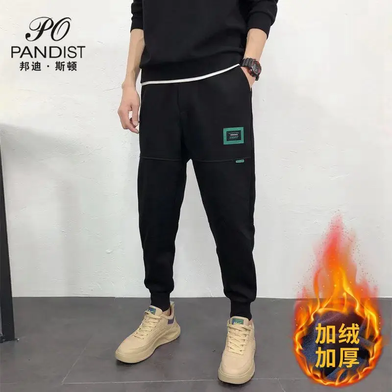 

Fashion Harajuku Fashion Autumn Winter Casual Men's Casual Pants Elastic Waistband Warm Fleece Lining Streetwear Harem Pants