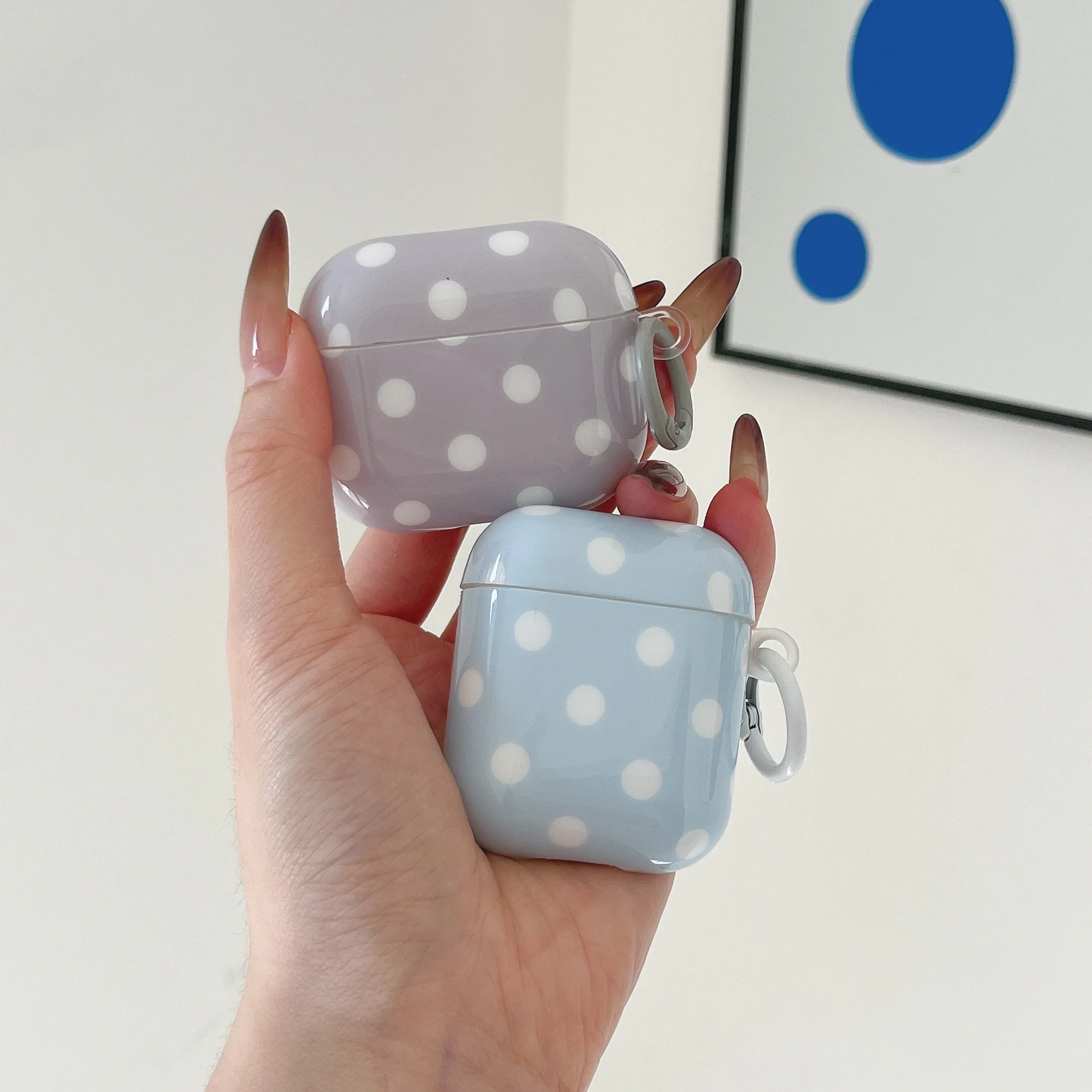 Light-Color White Polka Dots Wave Point Blue Purple Glossy Protective Earphone Cover Case For AirPods 5 Pro3 Pro2 1 2 3 4 Pro - view 2