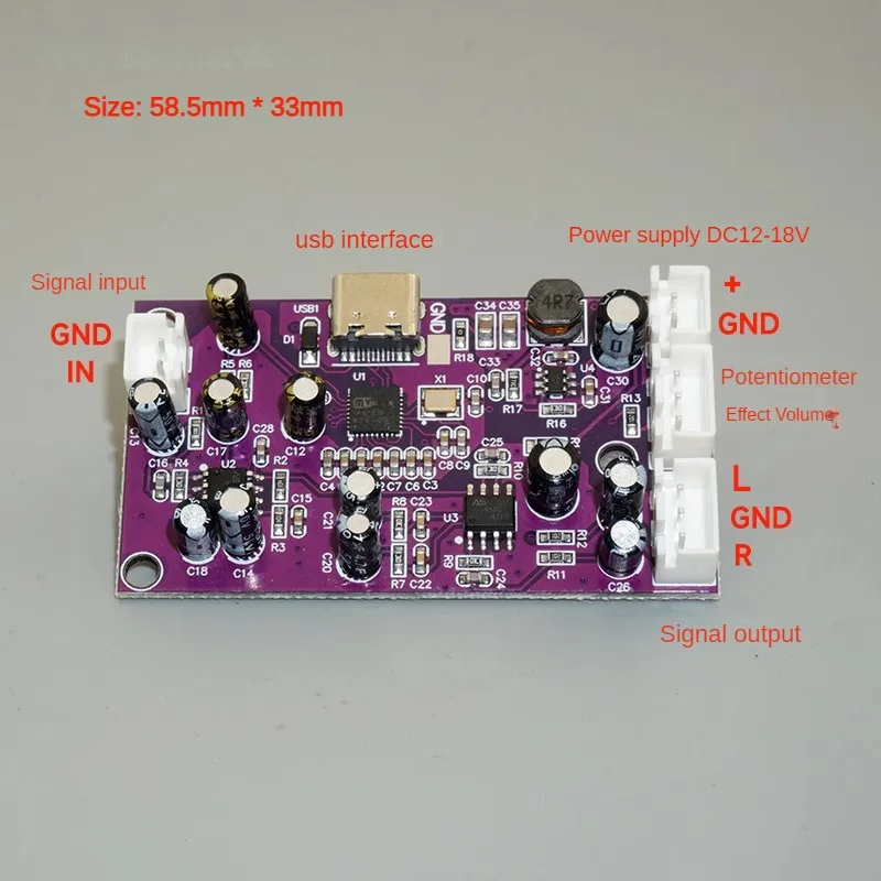 Digital DSP Reverb Module for Computer-Adjusted Audio Effects Mixer Amplifier Reverb Board Modification Effect Processor