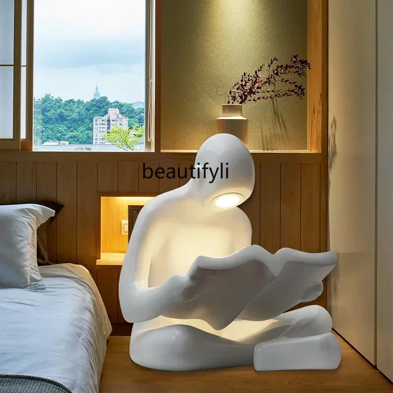 B178 cqyAbstract creative luminous lighting reader sculpture decoration home floor figure ornament