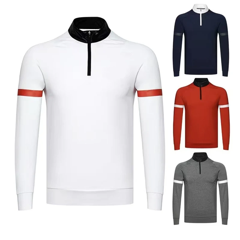 

Autumn/Winter New Golf Men's Outdoor Breathable Sports Long Sleeve Shirt Comfortable and Versatile Half High Collar Pullover Top