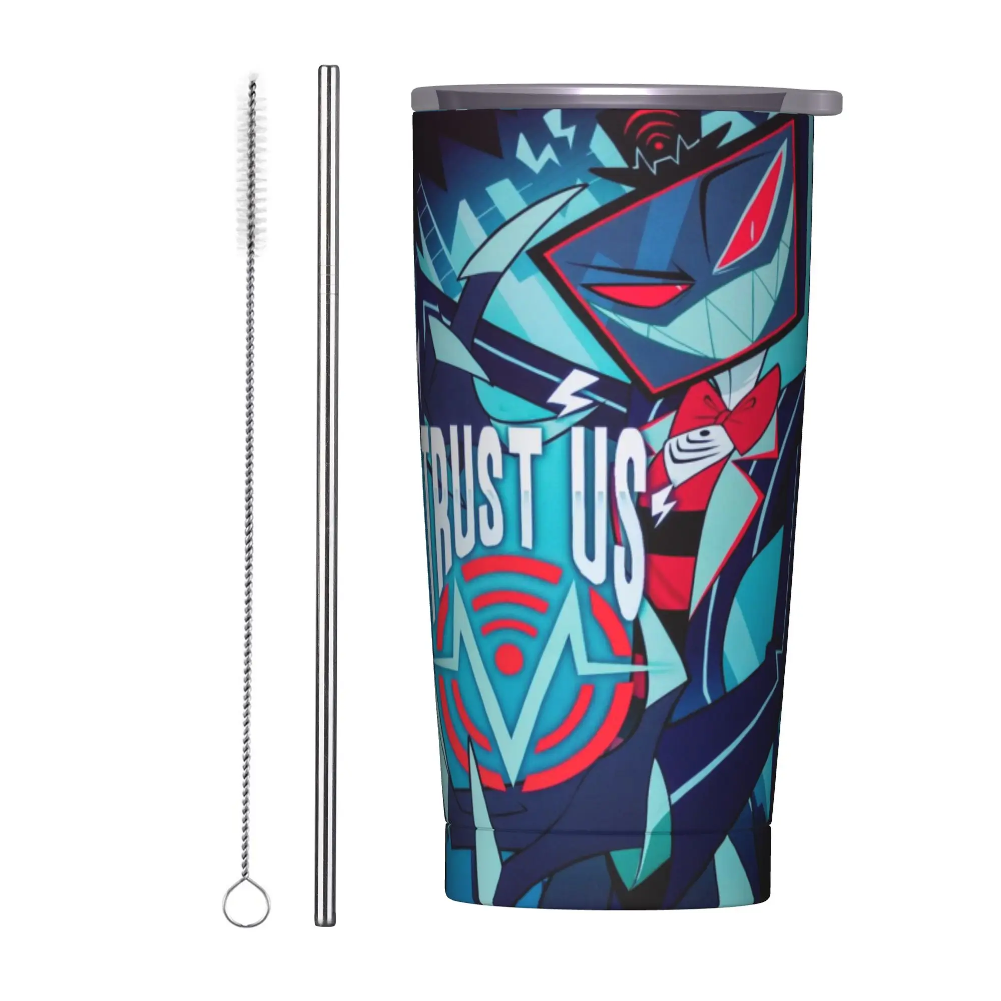 بهلوان hazbines hoteles alastor vox 2 مع أكواب من الفولاذ المقاوم للصدأ من القش كوب مزدوج الجدار معزول للبارد أو الساخن 20 أونصة