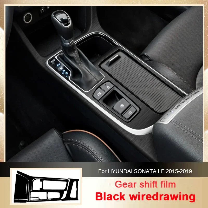 

Car Carbon Interior Sticker Window Lifting Panel Decal For Hyundai SONATA LF 2015-2019 LHD Gear Door Protective Film Accessory