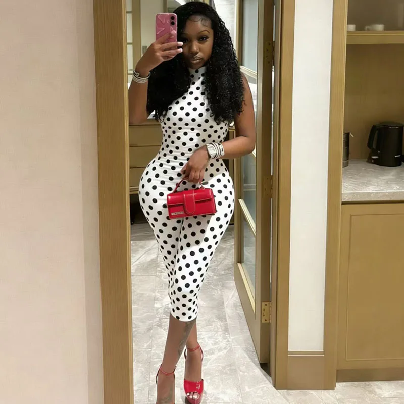 

Doyerl Polka Dot Women's Rompers Shorts Summer Clothes 2026 Halter Backless Sleeveless Club Party One Pieces Playsuit Combishort