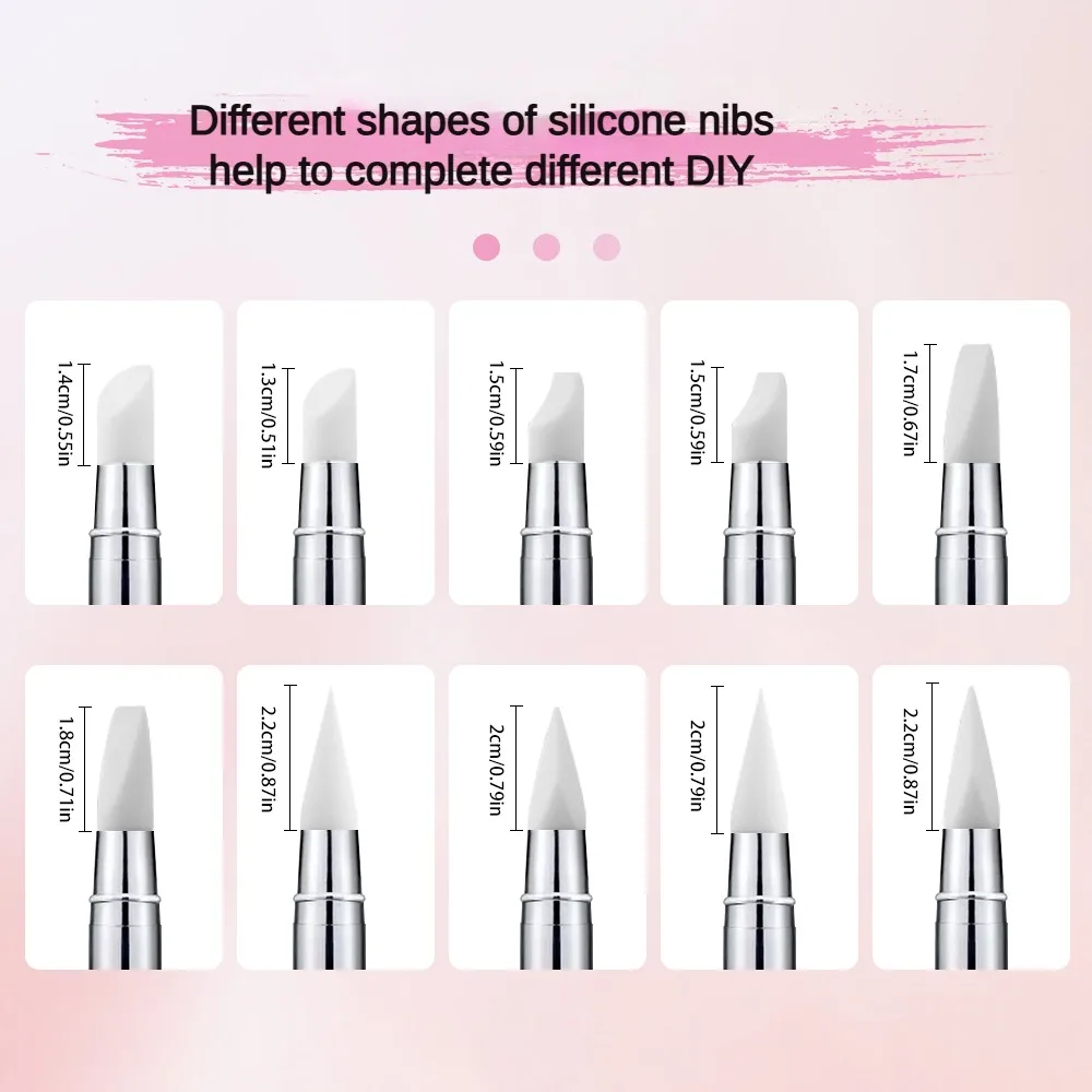 5PCS Dual-Headed ซิลิโคนเล็บแปรงประติมากรรมปากกา Rhinestone อัญมณี Picker ปากกาขี้ผึ้งเล็บ Dotting ขัดเครื่องมือ