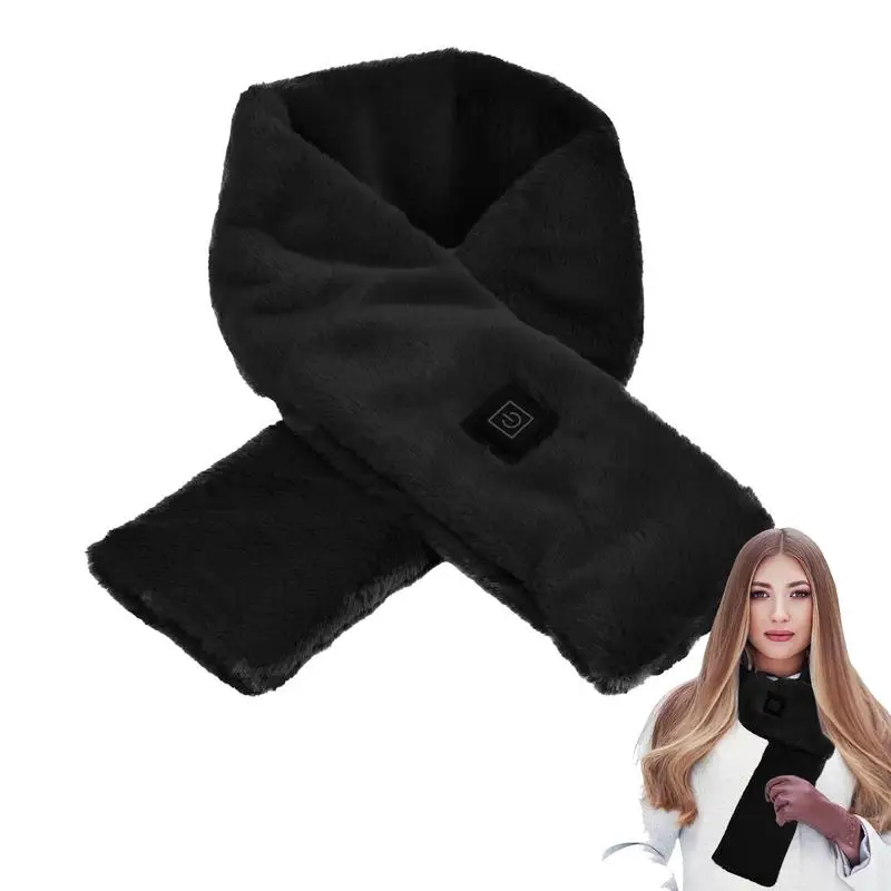 Imitation Rabbit Fur Winter Warm Heating Scarf Usb Rechargeable Cervical Collar Anti-leakage Design Can Be Washed Directly