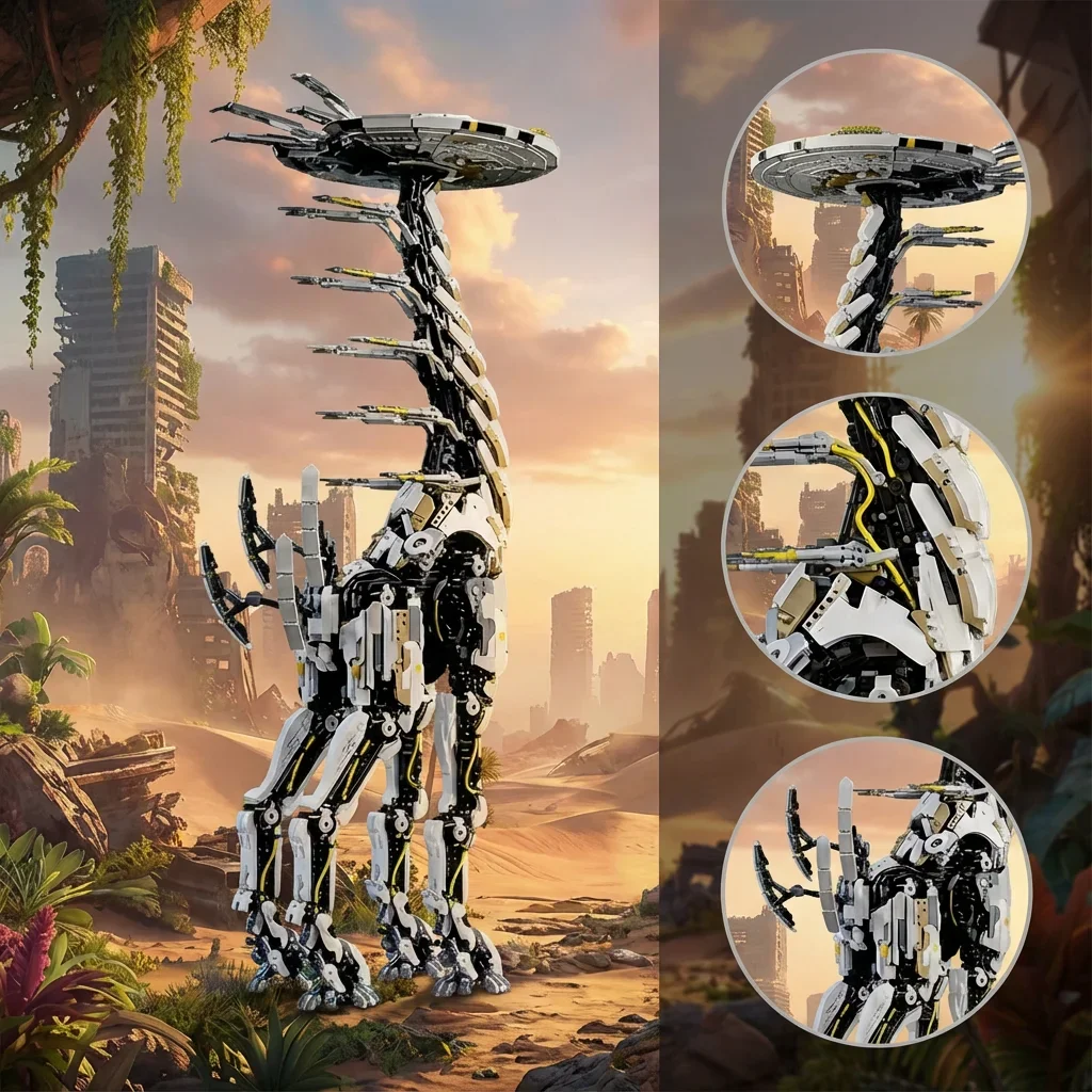 7401PC Horizon Nul Dawn Lange Hals Beest Bouwstenen MOC Enorme Versie Giraffe Model Assemblage Creatief Speelgoed Volwassen geschenken
