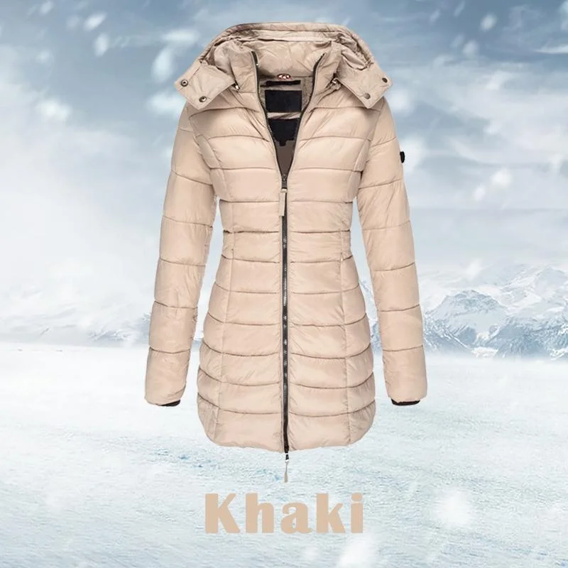 Autumn Winter Fashion Women\'s Zipper Hooded Cotton Jacket Outwear Casual Thick Long Coat Lightweight Down Jacket Puffer Coat