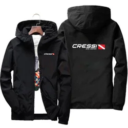 Scuba Dive Cressi 2024 Men's New Long Sleeve Printing Solid Color Zipper Hooded Jacket Casual fashion Coat Outdoor Tops