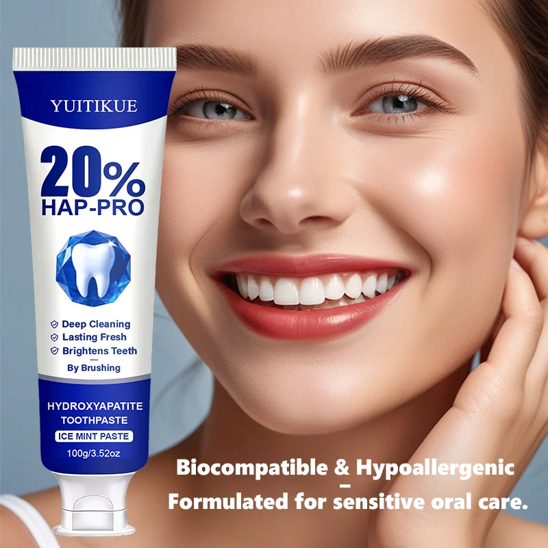 20% HAP-PRO Toothpaste YUITIKUE 100g Ice Mint Hydroxyapatite Deep Stain Cleansing Breath Freshening Daily Oral Care