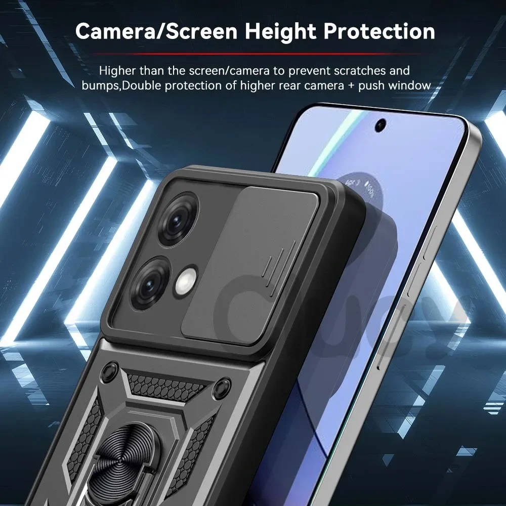 For Motorola Mote G84 G54 G34 G14 G53 G62 G42 G10 G20 G30 E22i E20 E30 E40 Case Slide Camera Shockproof Armor Protect Cover