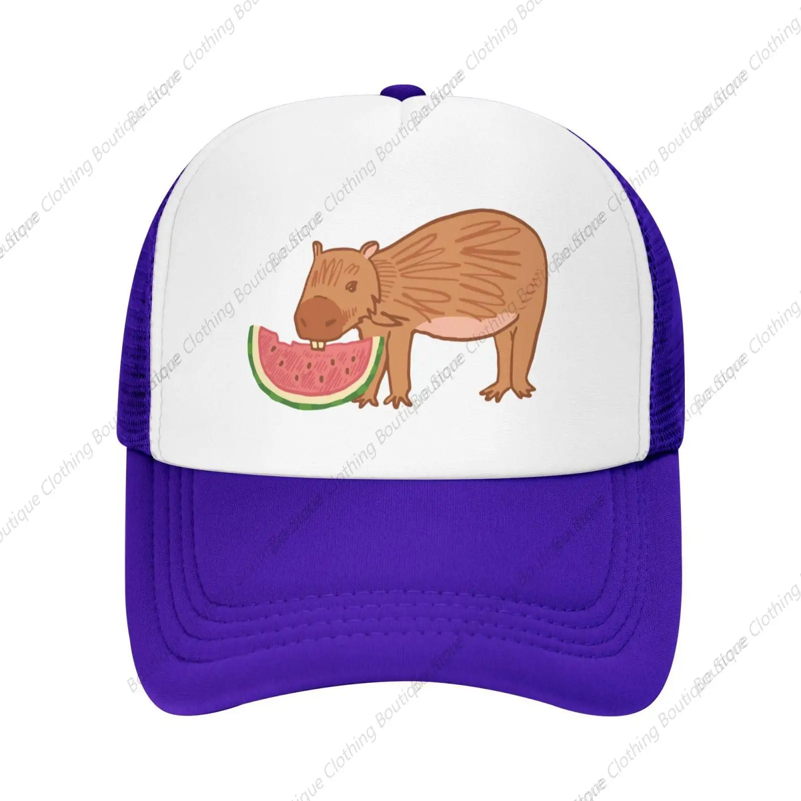 

Mesh Dad Hat Adjustable Washed Capybara Watermelon Purple Baseball Dad Cap Funny Distressed Ball Trucker Cap for Women Men