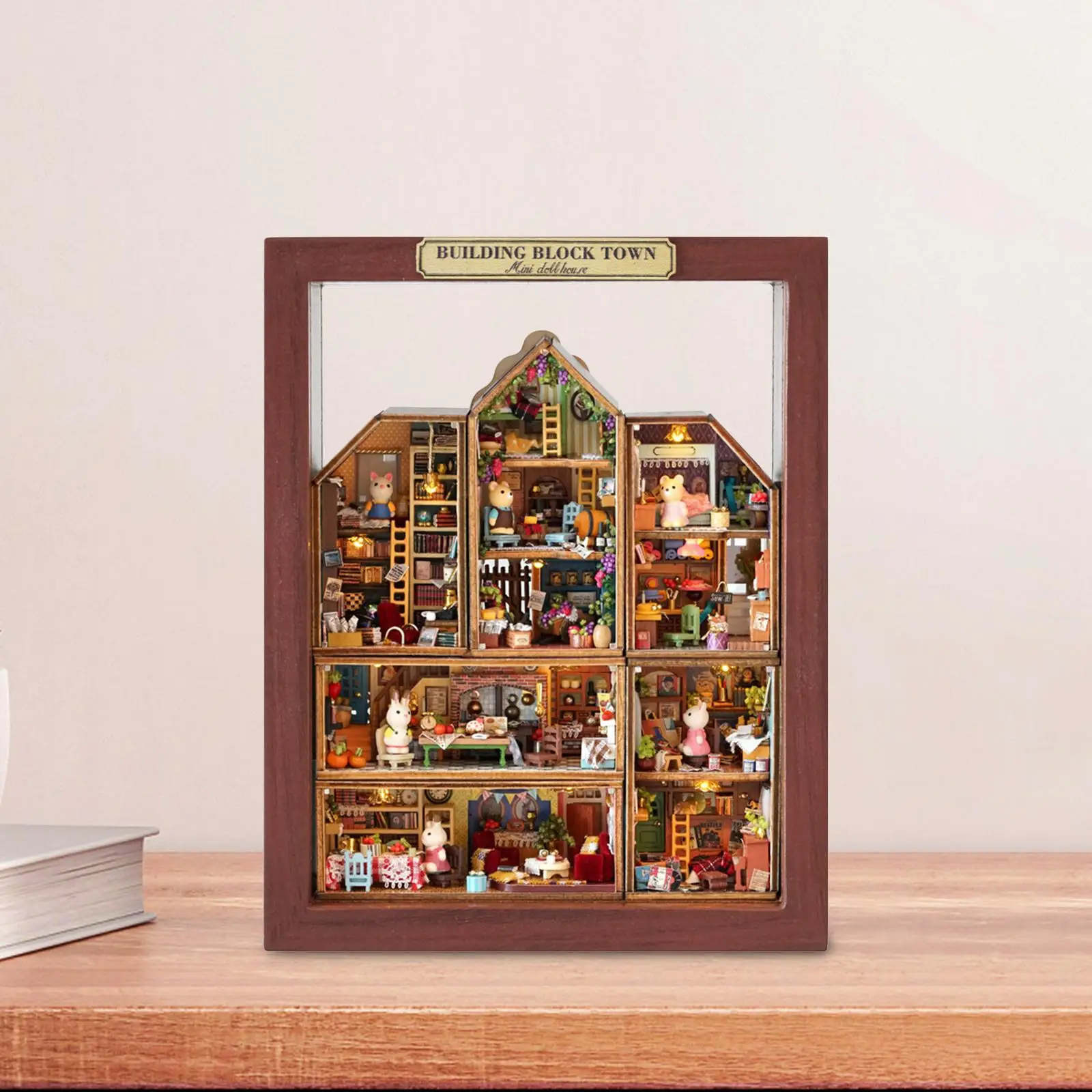 

DIY Miniature Dollhouse Kits (need to Assembly) Craft Wooden Building Town with Wood Photo Frame Birthday Gift for Kids Adults