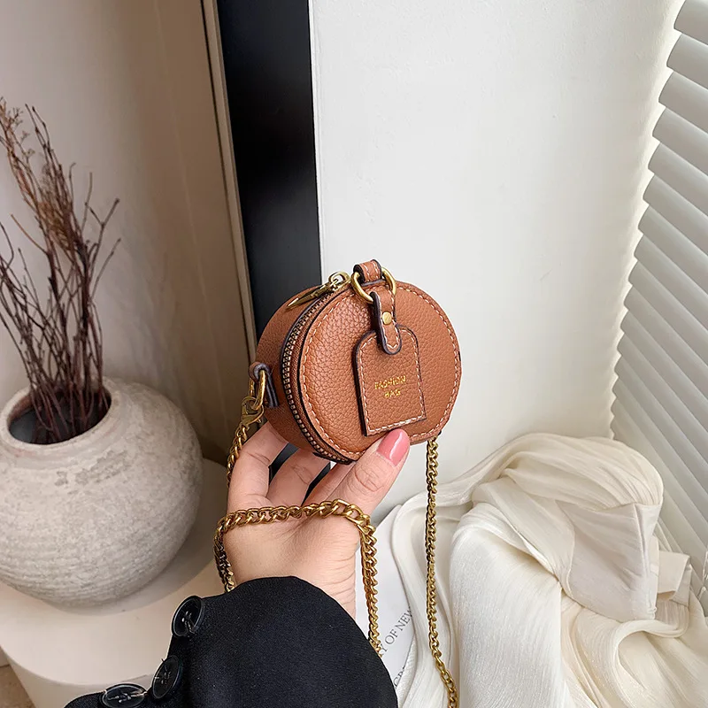 New Fashion Chain Coin Purse Bag Mini Letter Print Crossbody Bag Round Cake Shoulder Bag Kids