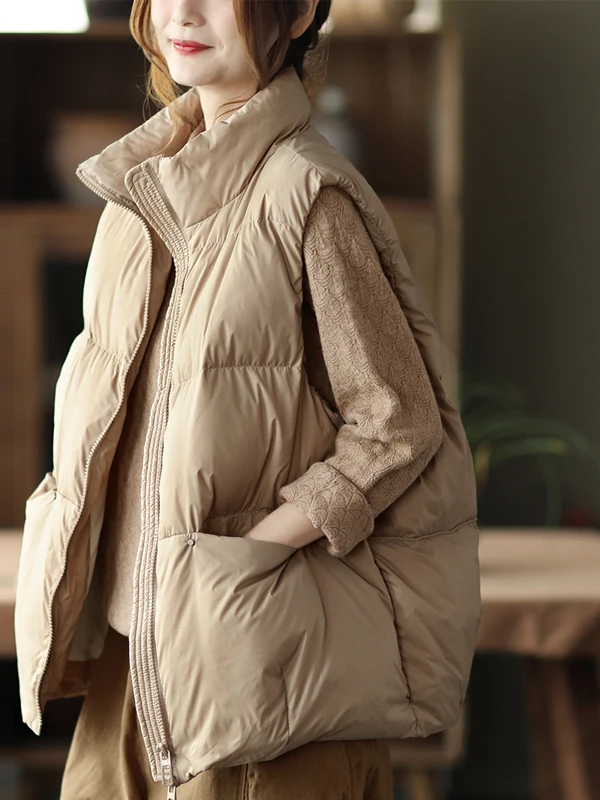 Lightweight Casual Cotton Jacket Vest Women's Spring Autumn Fashion Comfortable Breathable Zipper Closure  Color