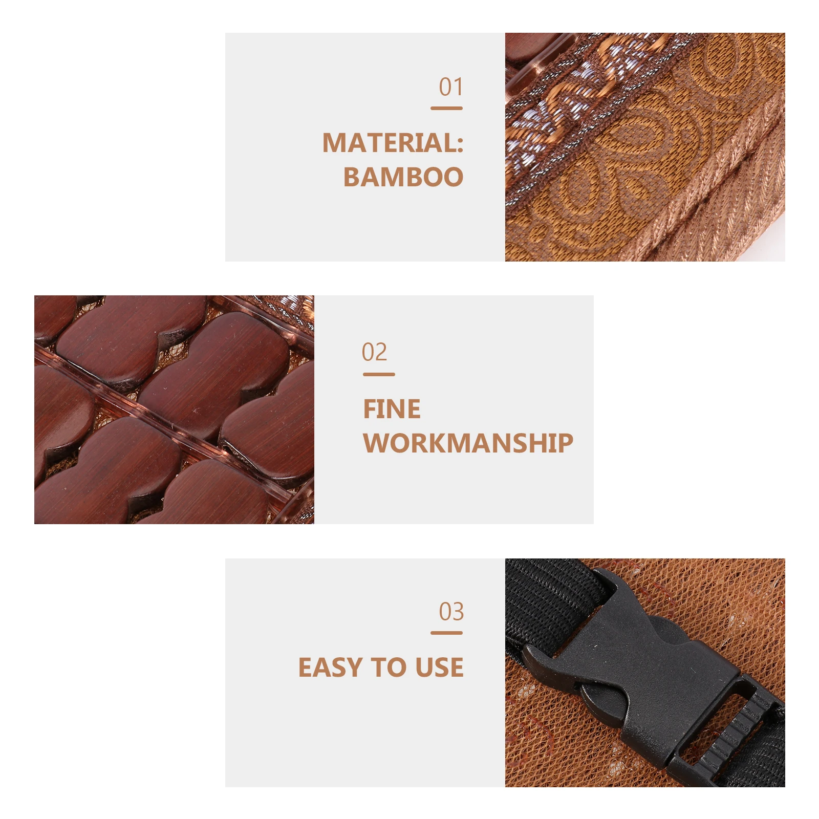 

Bamboo Seat Cushion Summer Cooling Breathable Chair Pad Car Office Home Use Non-Slip Comfortable Heat Dissipation Cushion For