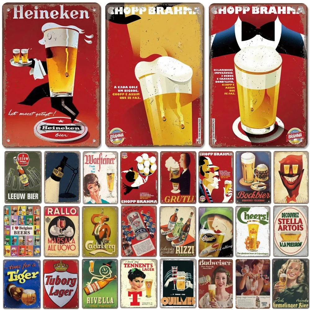 Famous Beer Brand Poster Metal Tin Sign Retro Belgian Dutch Beers Metal  for Bar Pub Club Man Cave Room Plaque Wall Art Decor