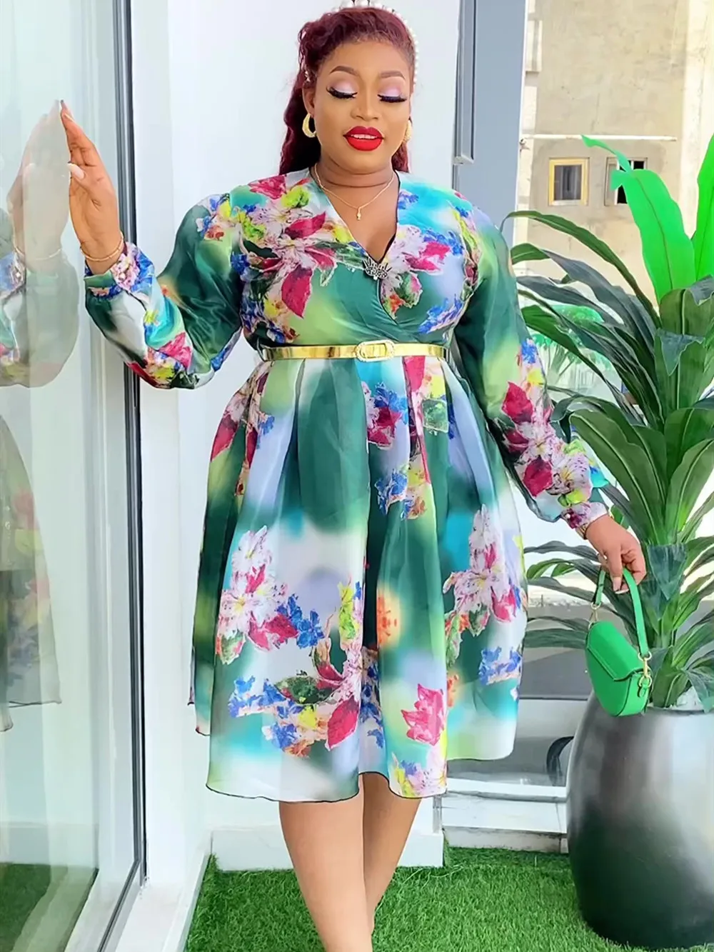 Elegant African Dresses for Women 2024 New Spring Print Africa Clothing Plus Size Evening Party Dress Dashiki Ankara Outfit Robe