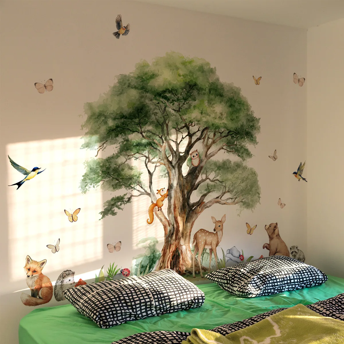 Deer & Fox Wall Decals- Cartoon Animal Forest Stickers for Whimsical Home & Shop Decor