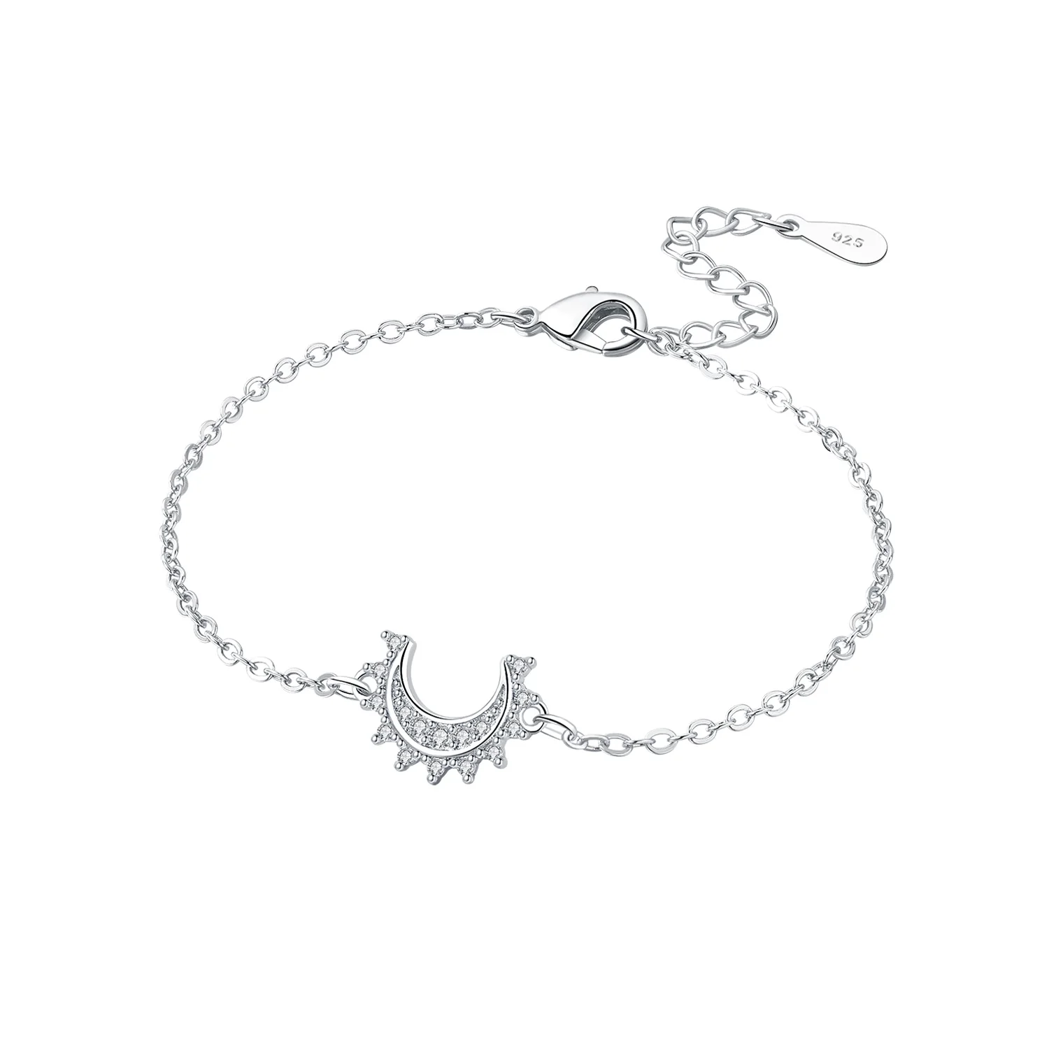 Orstarry S925 Sterling Silber Funkelndes Mond-Armband Kettenglieder Damenarmband Schmuck Party Trendige Jubiläumsgeschenke