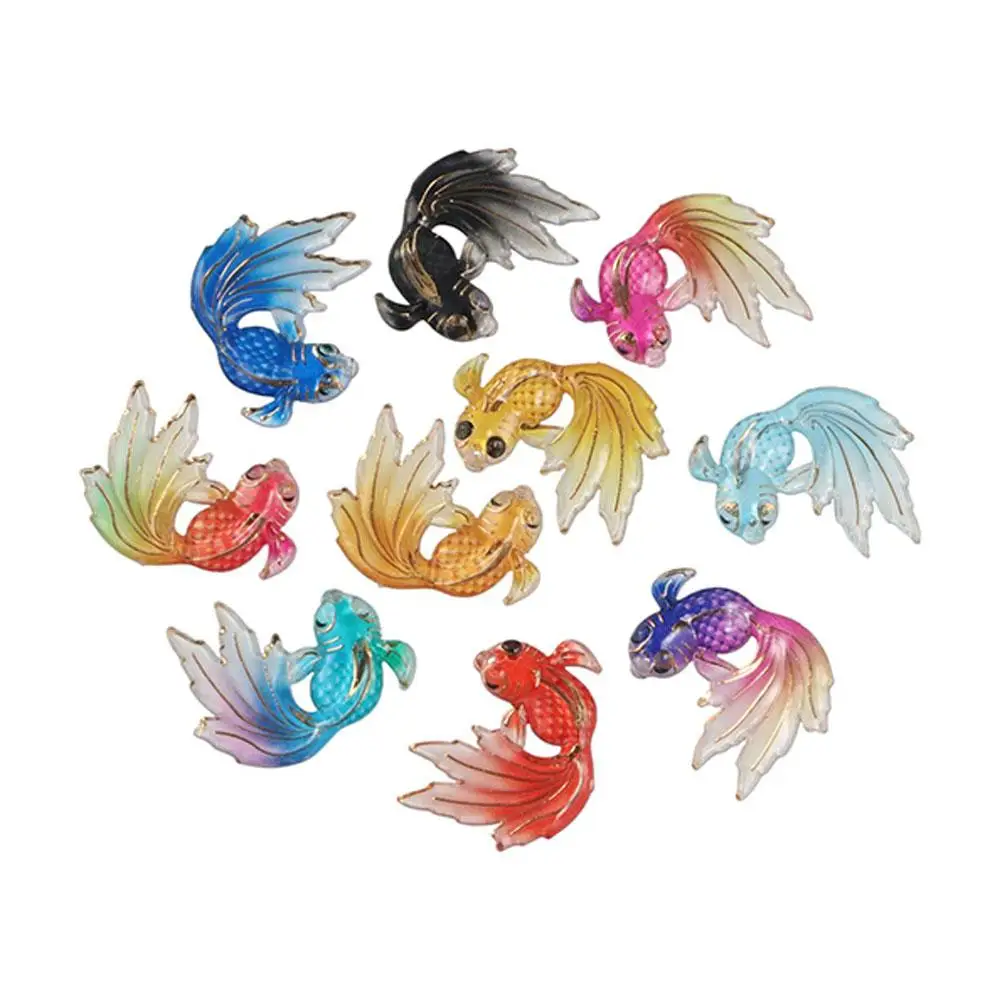 8Pcs/set Mermaid Tail Accessories DIY Goldfish Miniatures Handmade Resin Goldfish Micro-landscape Cute Mini Garden