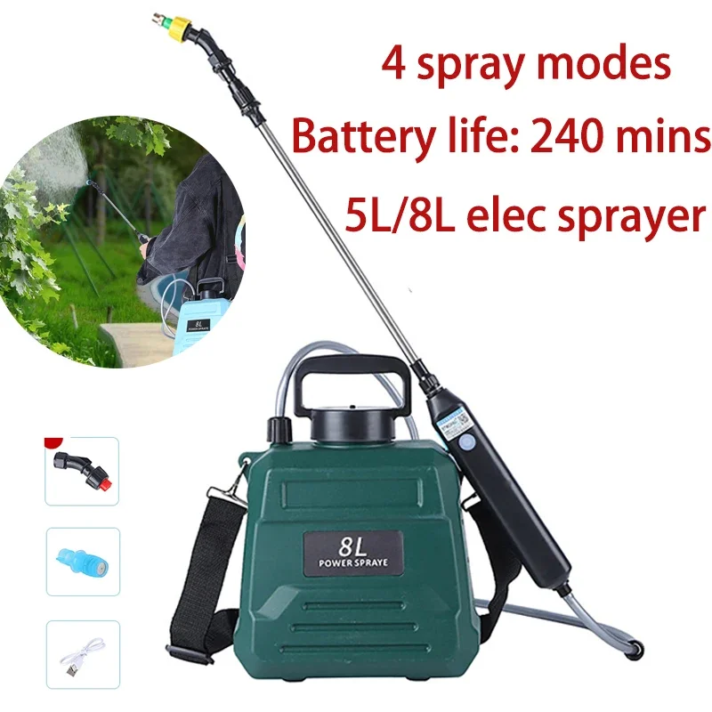 5L 8L Electric Sprayer Watering Can With Spray Gun Auto Garden Plant Mister 240 Minute Battery Life USB Charging Irrigation Tool