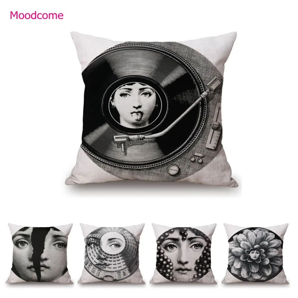 Black White Classic Girl Face Vintage Luxury Art Cotton Linen Living Room Decoration Sofa Pillow Case Car Seat Cushion Cover