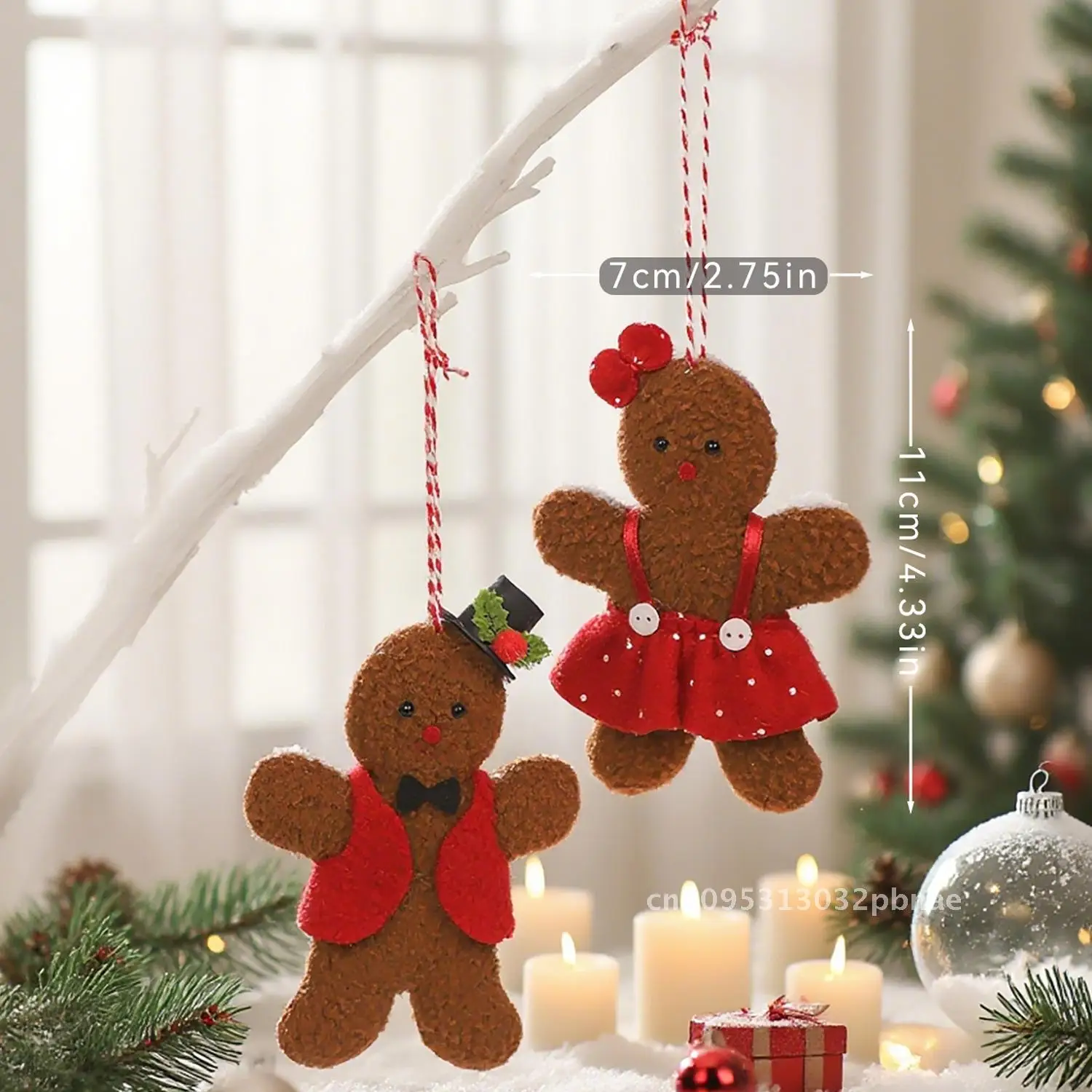 

New Christmas Decorations Couple Gingerbread Man Doll Pendant Suit Dress Doll Pendant