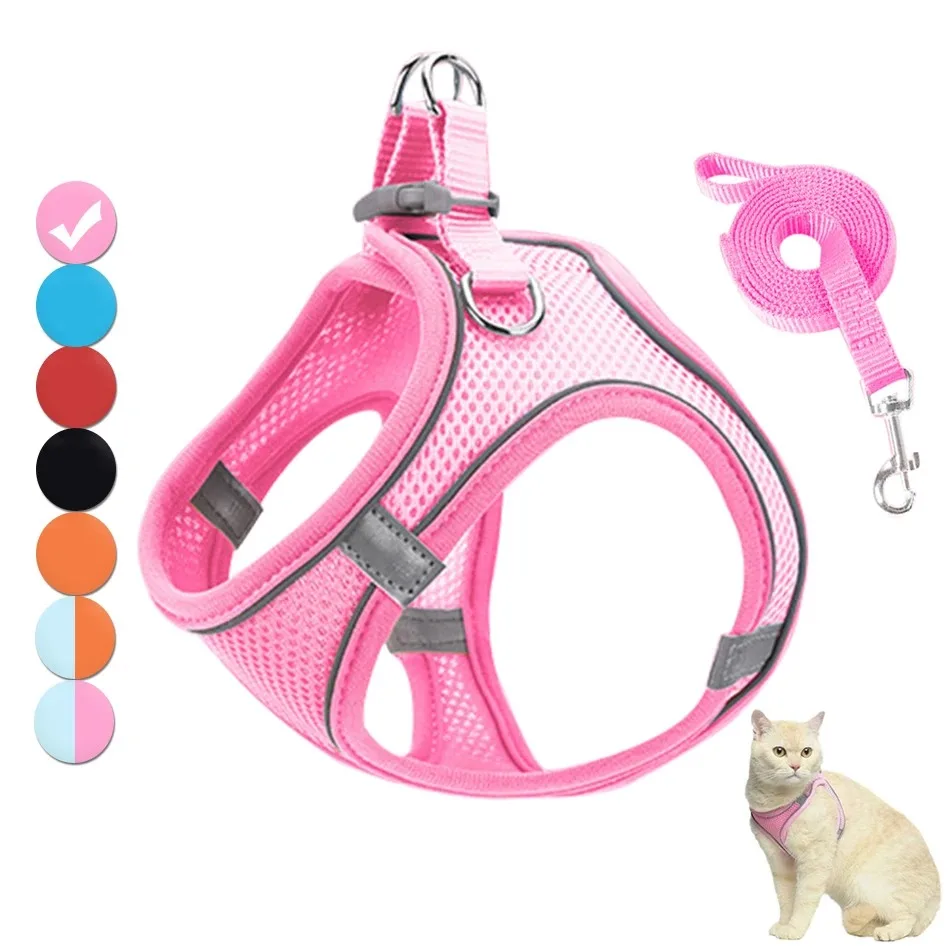 Pet Cat Harness Lead Leash Set Reflective Adjustable Puppy Vest Harness Cats Small Medium Dogs Outdoor Walking Cat Accessories