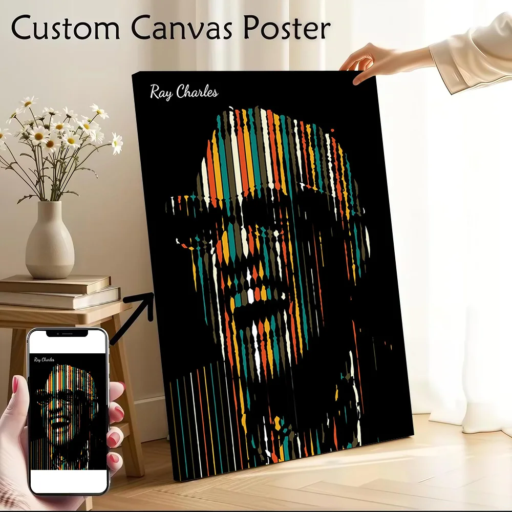Ray Charles Canvas Print Perfect Gift for Fans Lovers Personalized Wall Art Poster for Home Decor Living Room Decoration Bedroom