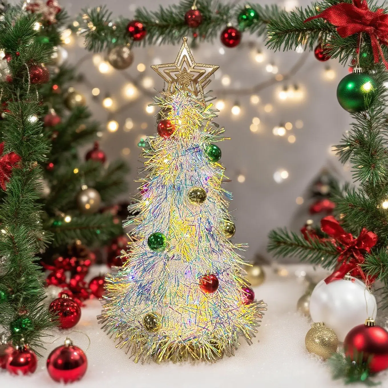 クリスマスカラフルなアイアンツリー装飾ランプクリエイティブデスクトップディスプレイ装飾品