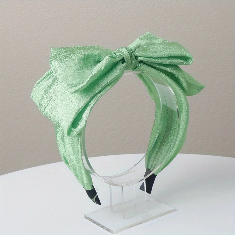 Diadema de doble capa con lazo grande para mujer, bandana de color liso, diadema de lado ancho, accesorios para el cabello para niña