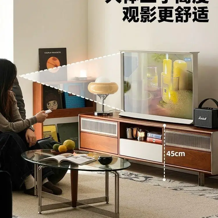 

Medieval solid wood TV cabinet storage locker integrated small apartment coffee table side cabinet combination retro