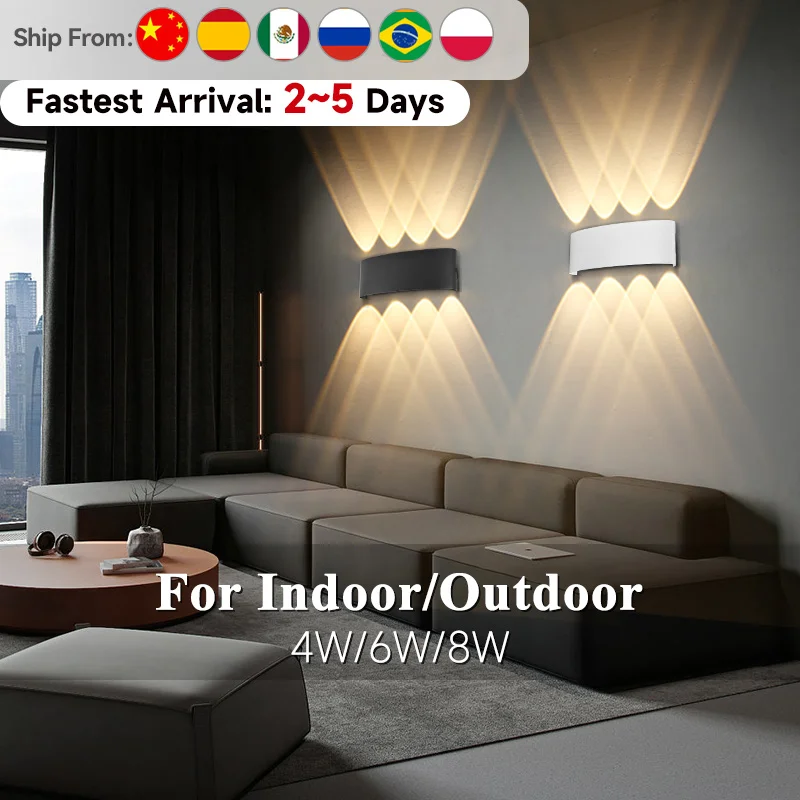 

Outdoor Light Waterproof IP65 Garden Outdoor Lighting for Home 110V 220V 4W/6W/8W Led Wall Lamp Bedroom Bedside Lamp Metal Light