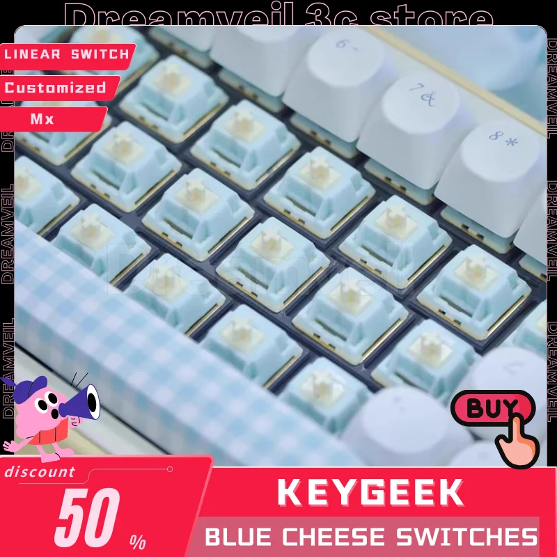 Keygeek Blue Cheese Switches Mx Structure Linear Switch Customized For Mechanical Gaming Keyboard 70/90/110pcs  Pc Accessories