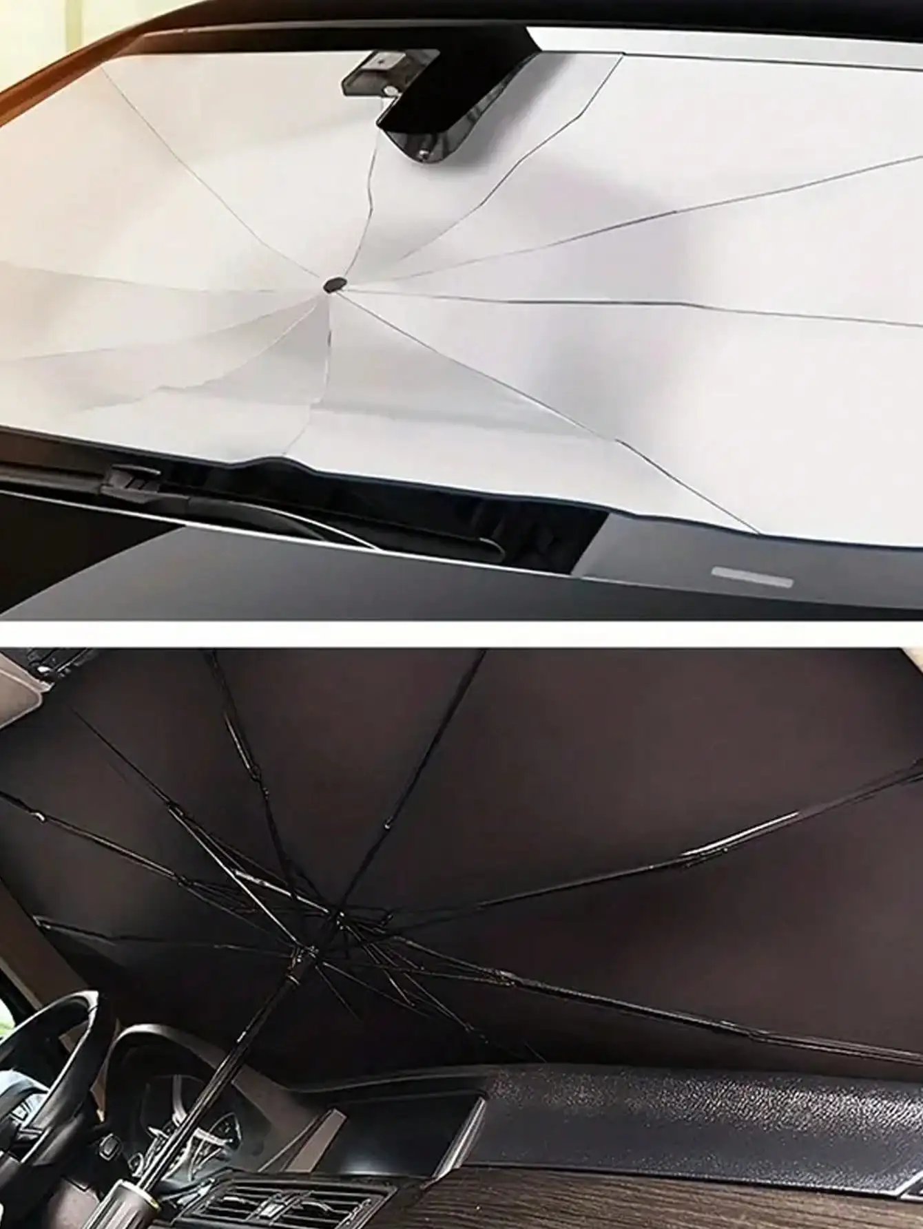 1PC Foldable Car Sun Shade Umbrella, UV Shield Front Screen Thermal Protection, Easy Install & Storage