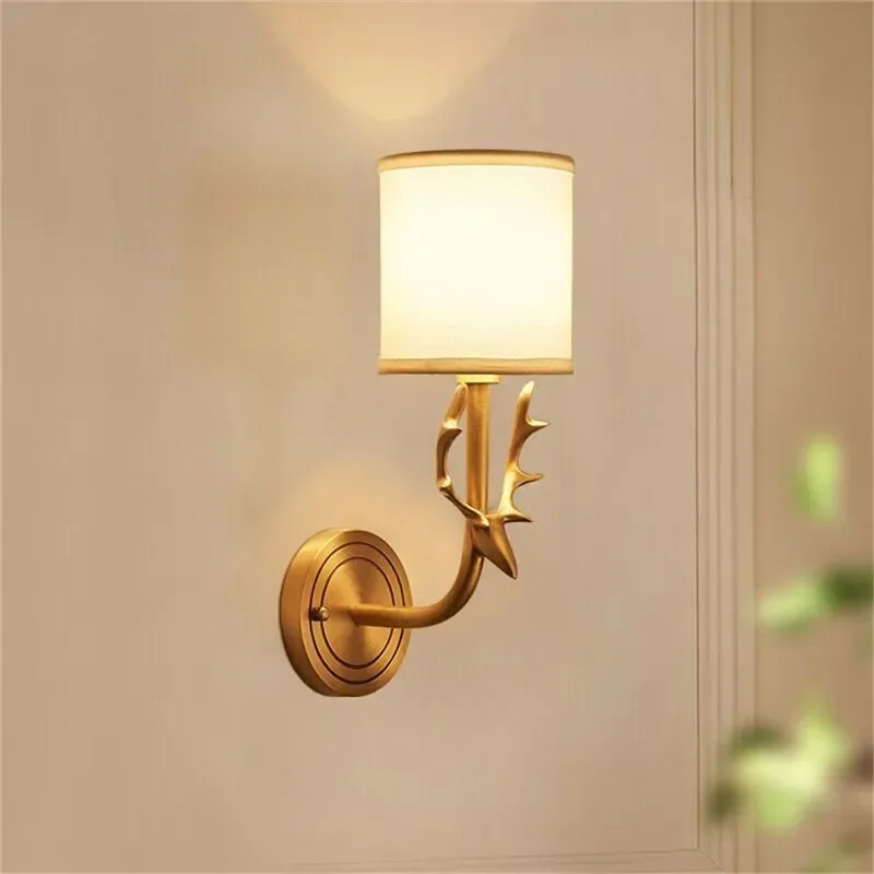 BUNNY Contemporary Brass Wall Lamp American Retro LED Living Room Bedroom Study Room Hotel Villa Model Room Hall Way Aisle Ligh