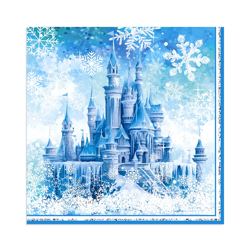 20Pcs Ice Castle Snowflake Paper Napkins Frozen Theme Disposable Napkin Girls Birthday Party Table Decor Winter Party Supplies view 3