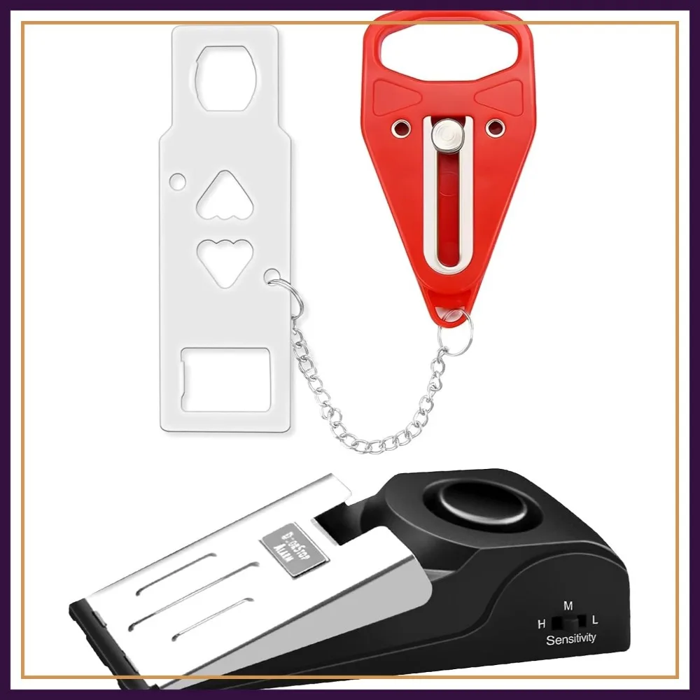 

Dual Protection Door Lock & Alarm Set, 120dB Siren for Travel & Home Security